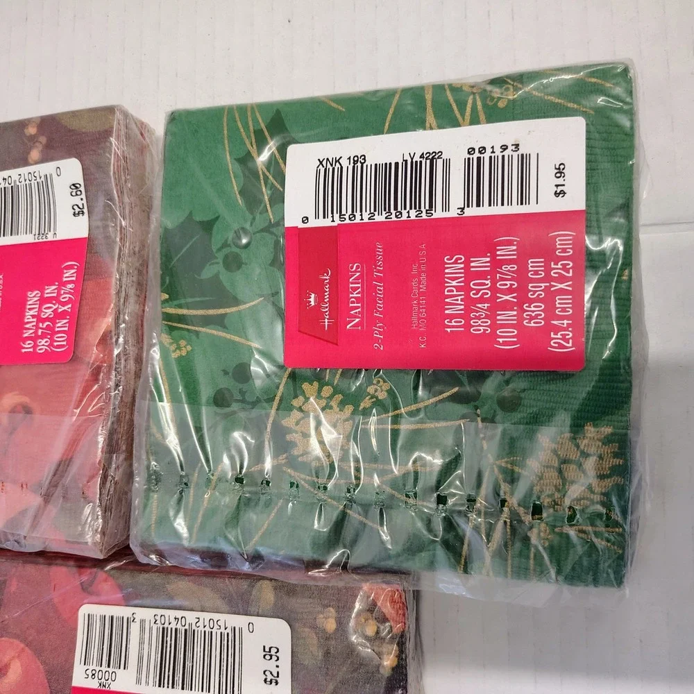 Hallmark Vintage Paper Napkins Lot 7 Packs Christmas Thanksgiving Fruit‎ Holly